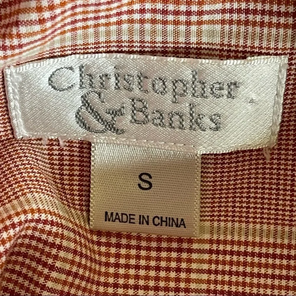 Christopher & Banks Red Cream Plaid Cotton Vest Size Small